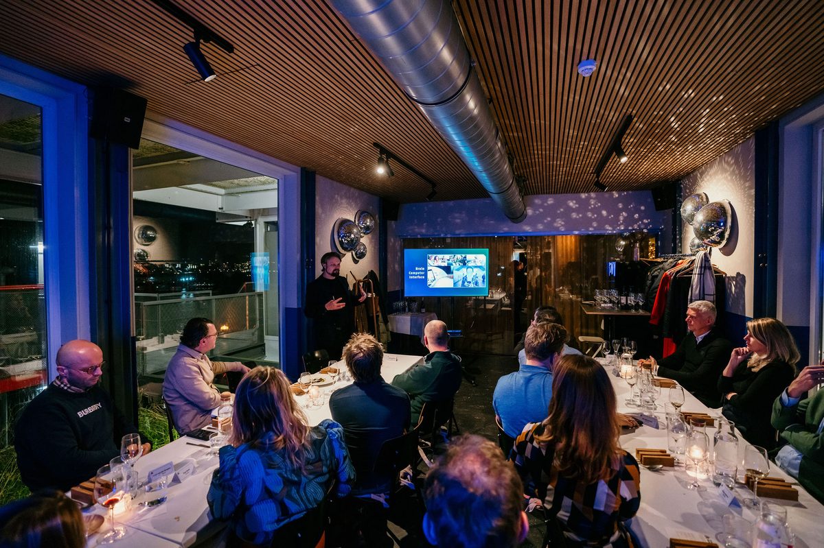 Dinner venue blue lighting